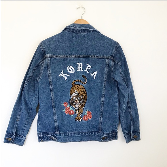 Forever 21 Jackets & Blazers - Korea tiger embroidered denim jacket
